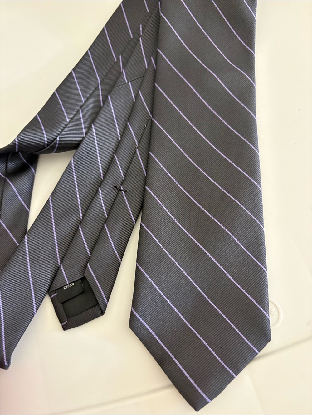 Merona Black Tie with Lavender Pinstripes